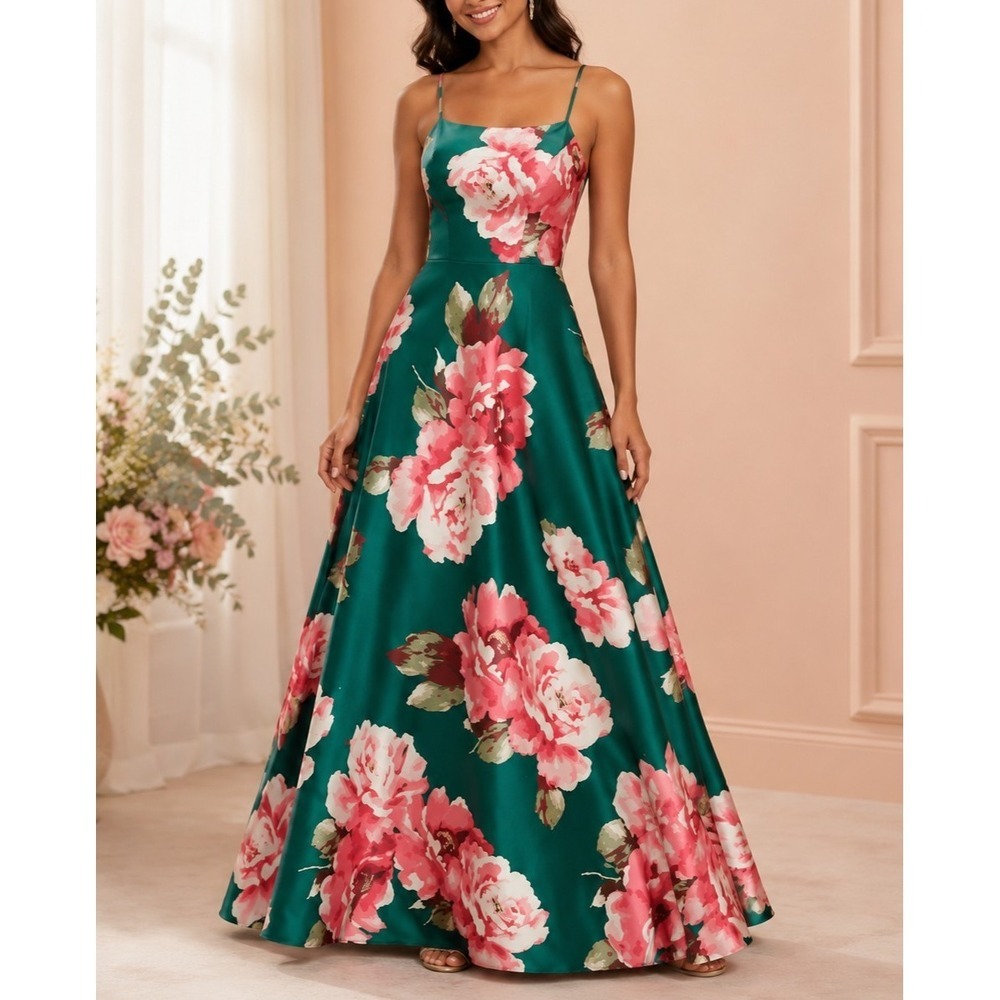 David's Bridal Floral Lace Back Maxi Dress Sz 17 NWT Retail $169.95